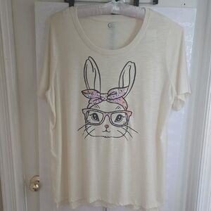 Cream Bunny Graphic T-Shirt
